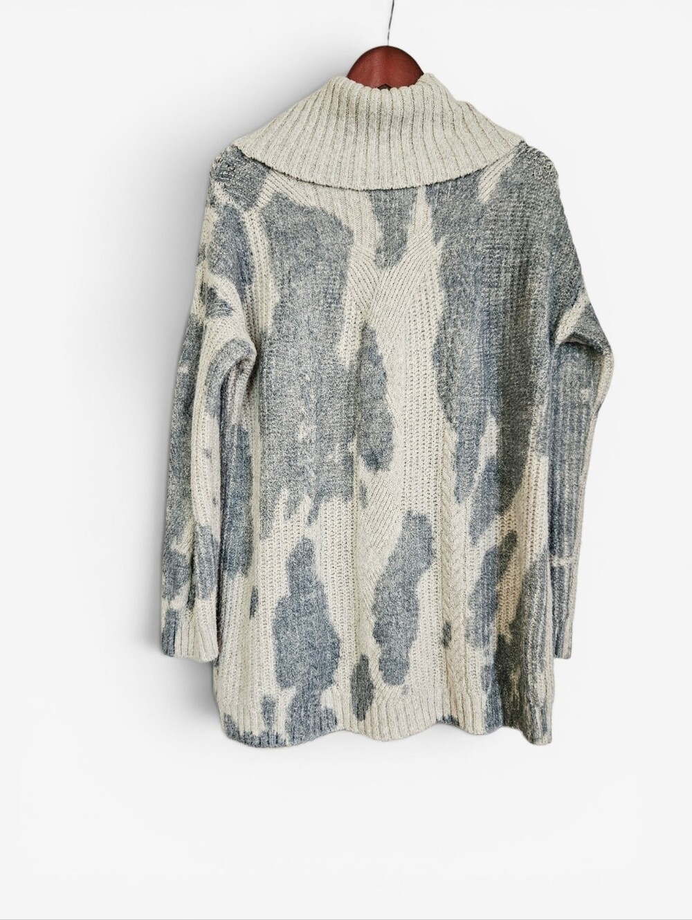 Anthropologie Pilcro Spotted Turtleneck Chunky Cable Knit Oversized Sweater M - Picture 4 of 11